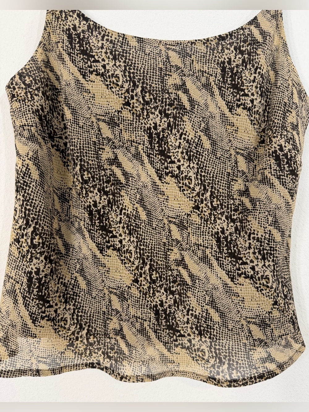 Vintage Ann Taylor Silk Two Piece Skirt Set Brown Snakeskin Cami Midi Size 2/4 - Picture 3 of 16